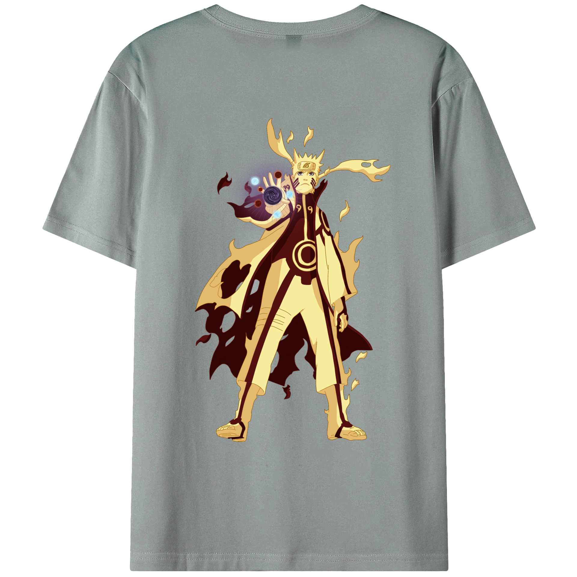 （画像用） NARUTO -ナルト- うずまき ナルト Uzumaki Naruto 綿100％ メンズ半袖Tシャツ（バックプリント） 通気性